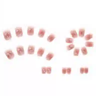 馨枕居 粉透短薄  穿戴甲 杏仁短款腮红裸色 镜面