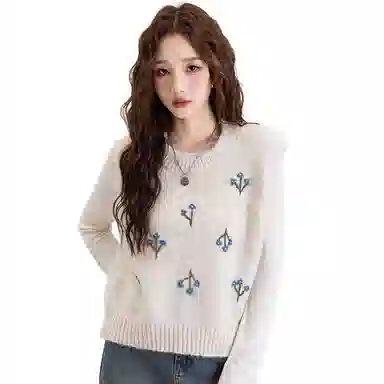 红蜻蜓 简约圆领刺绣马甲背心针织衫 女款