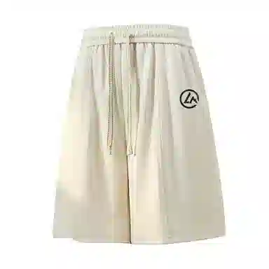 兰缪 日系简约基础款日常通勤舒适透气亲肤柔软美式复古百搭中腰宽松系带纯色适中五分休闲短裤 男女同款