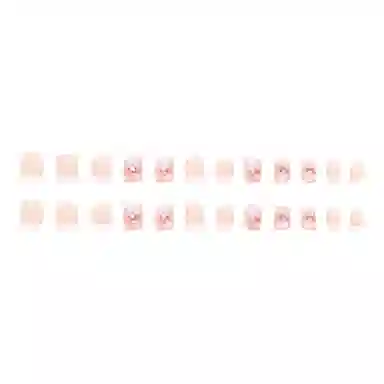 馨枕居 夏季甜酷山茶花短薄款  穿戴甲 杏仁粉色裸色 镜面