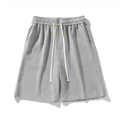 海尔斯 美式高街纯色舒适中腰系带百搭宽松休闲短裤 男款