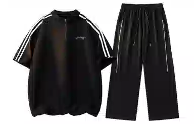 王者荣耀 标语款 美式复古百搭简约宽松舒适居家通勤户外半开拉链门襟上衣抽绳长裤休闲运动套装 男女同款