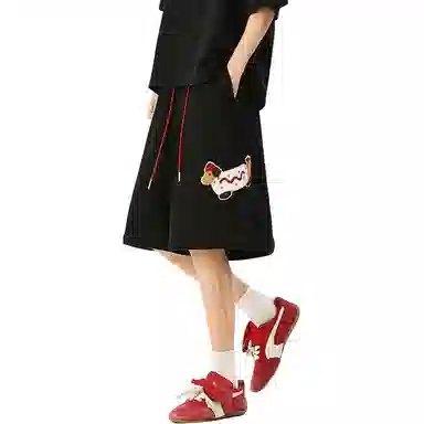 PANDA ADEVIL Sausage Dog Embroidered Shorts