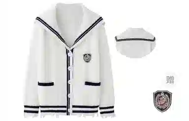 东鲸岁时记 学院风复古绞花高级感宽松休闲海军领松弛感文艺风单排扣毛衣开衫外套针织衫 春秋季 男女同款 白色