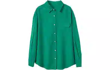 【dme】 纯色胸前口袋单排扣尖领长袖衬衫 女款