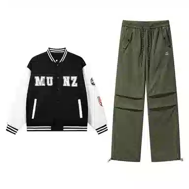 星际者 基础款字母印花潮流简约棒球服夹克时尚户外山系大口袋百搭工装裤休闲运动套装 男女同款