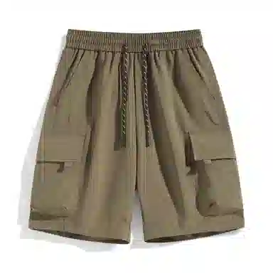 海尔斯 美式高街舒适时尚简约纯色速干宽松潮流百搭系带薄款休闲短裤 男款