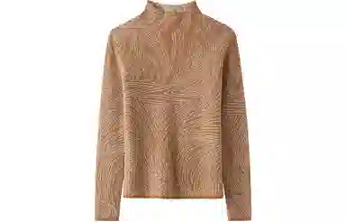 恒源祥 休闲半高领撞色提花针织羊绒衫 女款