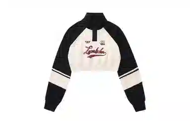 LAMLICKA Retro Letter Patch Zip Sweatshirt