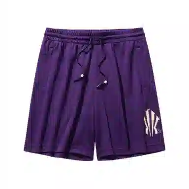 超级安踏 凯里·欧文系列 字母中腰系带透气百搭五分篮球裤 男女同款 深紫色