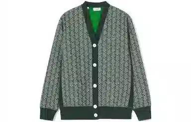 Lacoste V-Neck Knit Cardigan Green
