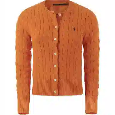 Polo Ralph Lauren Logo Crewneck Cardigan Orange