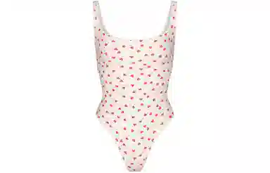 SKIMS Fits Everybody Picot Trim Bodysuit Ruby Heart Print