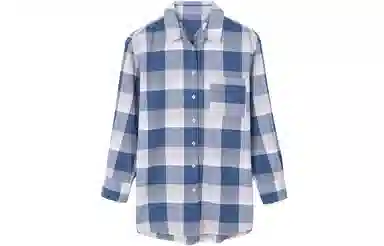 恒源祥 格子单排扣长袖衬衫 女款 天蓝色