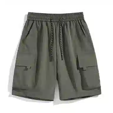 海尔斯 美式高街舒适时尚简约纯色速干宽松潮流百搭系带薄款休闲短裤 男款