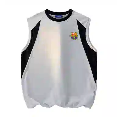 巴塞罗那足球俱乐部 美式复古简约基础款圆领套头透气吸汗运动宽松休闲百搭无袖背心 男女同款