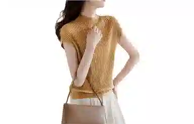 【dme】 纯色半高领直筒短袖针织衫 女款