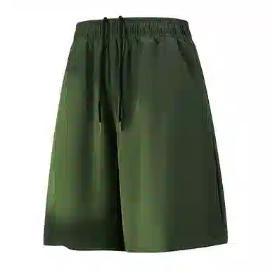 兰缪 美式复古纯色高街风基础款山系户外跑步骑行健身日常柔软通勤亲肤舒适透气运动裤系带宽松冰丝凉感速干五分裤休闲短裤 男女同款