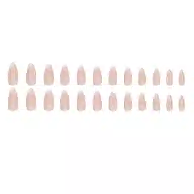 馨枕居 纯欲闪粉斜边法式甜美少女温柔  穿戴甲 杏仁粉色跳色 可爱