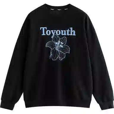 初语 慵懒风刺绣百合花套头圆领无帽卫衣 女款