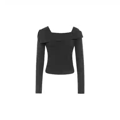 美洋 纯色方领短款修身长袖针织衫 女款