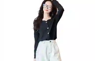 【dme】 纯色方领长袖针织衫 女款