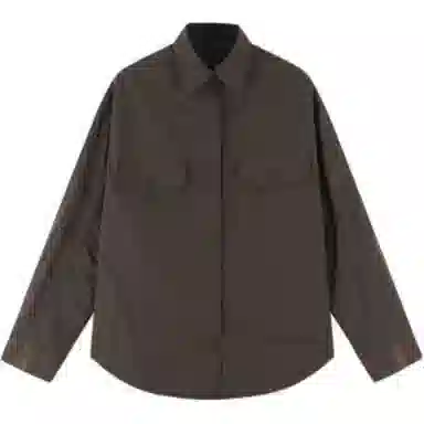 【dme】 翻领纽扣纯色长袖衬衫 女款 棕色