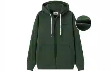 东鲸岁时记 纯色拉链宽松字母刺绣加绒开衫连帽卫衣 女款