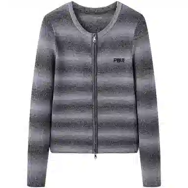 太平鸟 渐变条纹线开衫短款针织衫 女款