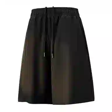 兰缪 美式复古纯色高街风基础款山系户外跑步骑行健身日常柔软通勤亲肤舒适透气运动裤系带宽松冰丝凉感速干五分裤休闲短裤 男女同款