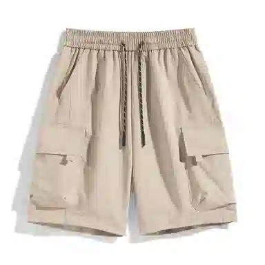 海尔斯 美式高街舒适时尚简约纯色速干宽松潮流百搭系带薄款休闲短裤 男款