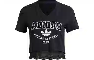 adidas originals Cropped Lace Trim Tee LogoVT