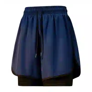 兰缪 美式复古纯色基础款舒适宽松亲肤柔软透气户外运动日常通勤无性别主义高街风百搭系带假两件三分中腰篮球裤休闲短裤 男女同款