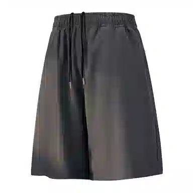 兰缪 美式复古纯色高街风基础款山系户外跑步骑行健身日常柔软通勤亲肤舒适透气运动裤系带宽松冰丝凉感速干五分裤休闲短裤 男女同款