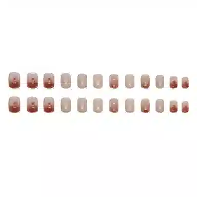 馨枕居 晕染秋冬氛围感闪粉线条温柔  穿戴甲 短圆琥珀渐变 可爱