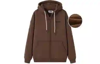 东鲸岁时记 纯色拉链宽松字母刺绣加绒开衫连帽卫衣 女款