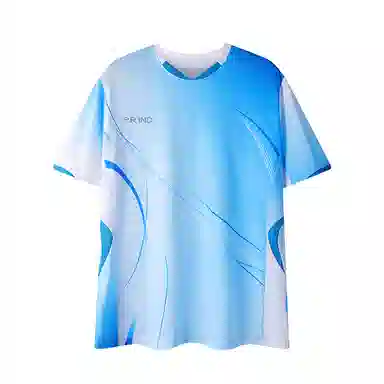 浦锐 流光凉感透气吸湿排汗速干专业圆领套头短袖训练网球健身羽毛球服 男女同款 星河蓝