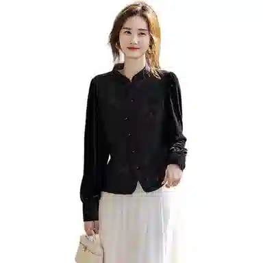 【dme】 复古新中式立领优雅蕾丝长袖衬衫 女款