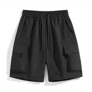 海尔斯 美式高街舒适时尚简约纯色速干宽松潮流百搭系带薄款休闲短裤 男款