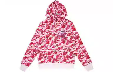 A BATHING APE BAPE Camo Letter Print Hoodie Pink