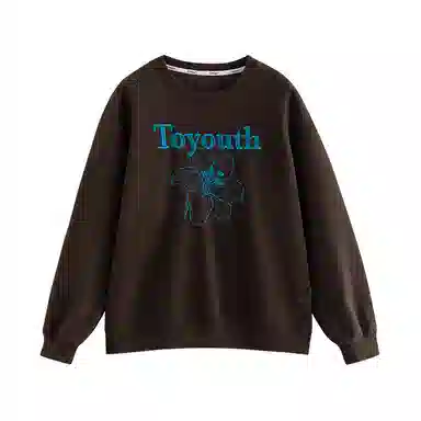 初语 慵懒风刺绣百合花套头圆领无帽卫衣 女款