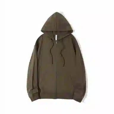 重磅基础 纯色连帽拉链宽松百搭落肩长袖卫衣 女款