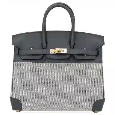 HERMES Birkin 25 H0 Gris misty SwiftToile H