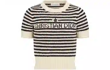 Dior Logo Stripe Knit Tee Black