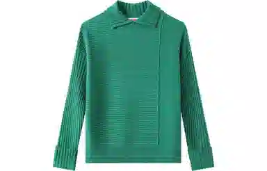 恒源祥 纯色翻领针织落肩羊绒衫 女款