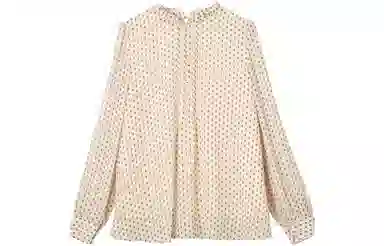 【dme】 薄款立领波点长袖衬衫 女款 杏色