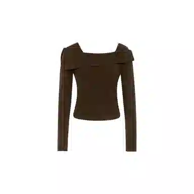 美洋 纯色方领短款修身长袖针织衫 女款