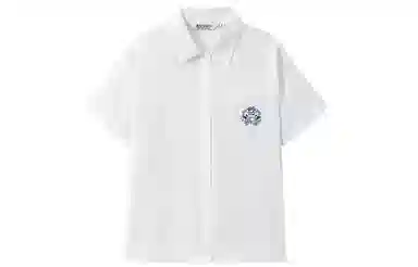 东鲸岁时记 卡通动物图案翻领纯色内搭短袖衬衫 女款 白色