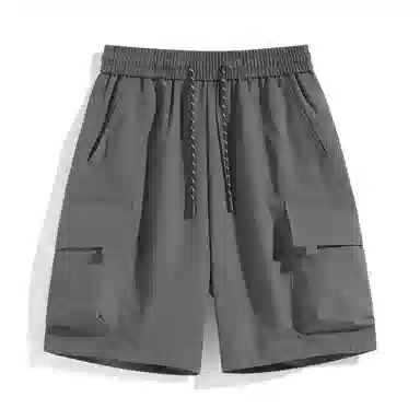 海尔斯 美式高街舒适时尚简约纯色速干宽松潮流百搭系带薄款休闲短裤 男款