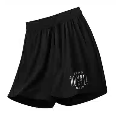 纳趣 字母印花宽松直筒五分裤百搭户外透气速干休闲短裤 男款 黑色